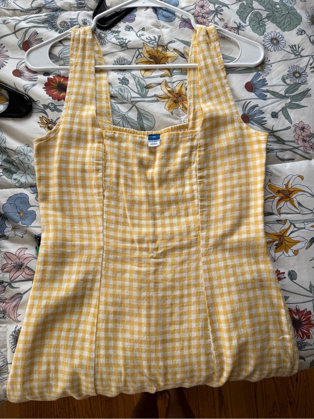 Old Navy Yellow Gingham Sleeveless Mini Dress XS Cottagecore Picnic